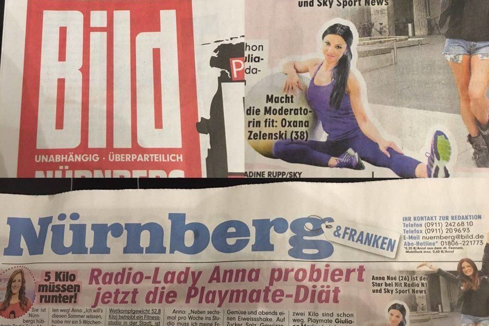 Bild Zeitung berichtet über Oxana, Abnehmen mit Oxana, 5-Wochen-Programm, Studio21, Fitness Model Oxana, Anna Noe
