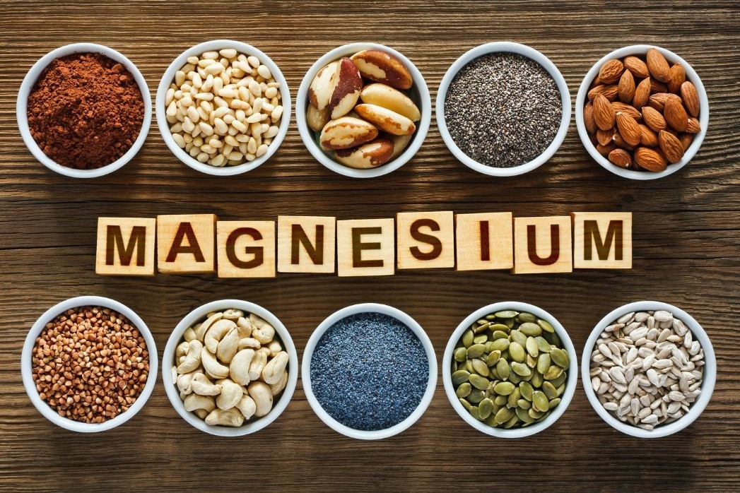 verschiedene Nahrungsmittel mit viel Magnesium enthalten