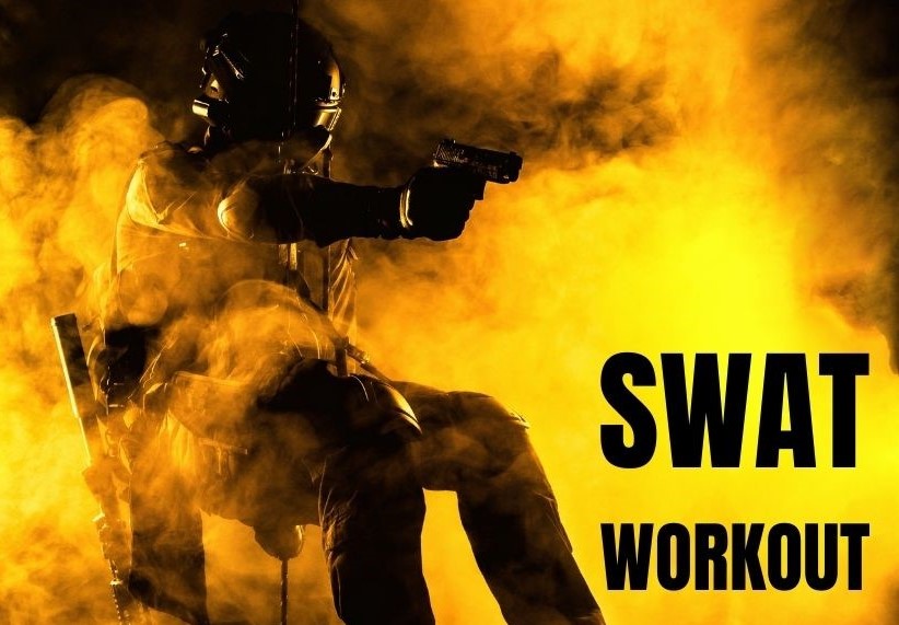 SWAT Workout dargestellt von springenden Polizisten durchs Feuer