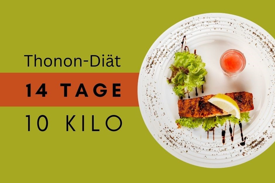 Thonon-Diät Kollage mit Lachs und Text
